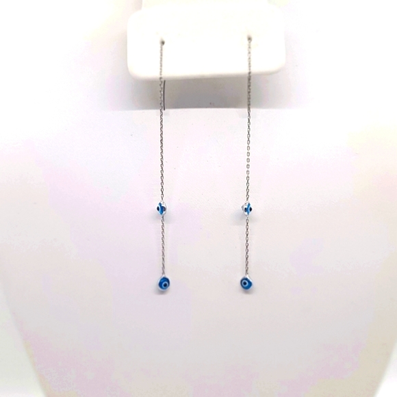 Lucky Evil Eye Earrings,925 Sterling Silver - Picture 2 of 4